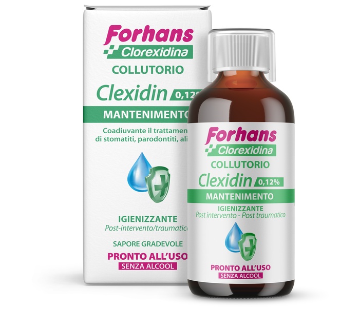 FORHANS COLLUTORIO CON CLOREXIDINA 0,12 CLEXIDIN SENZA ALCOOL 200 ML - goldeneffe.it