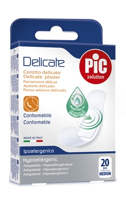 CEROTTO PIC DELICATE 19X72 MM ANTIBATTERICO 20 PEZZI - goldeneffe.it
