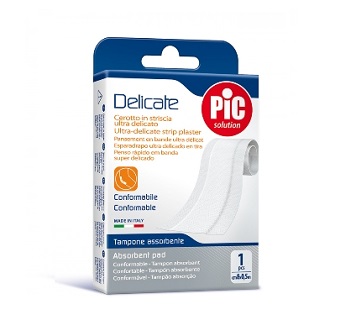CEROTTO PIC DELICATE STRISCIA BIANCA CON TAMPONE ANTIBATTERICO CM 8X0,5 M - goldeneffe.it