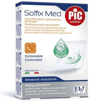 CEROTTO PIC SOFFIX MED IN TNT CON TAMPONE CENTRALE ASSORBENTE STERILE MONOUSO 5X7 CM ANTIBATTERICO 5 PEZZI - goldeneffe.it