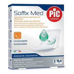 CEROTTO PIC SOFFIX MED IN TNT CON TAMPONE CENTRALE ASSORBENTE STERILE MONOUSO 10X6 CM ANTIBATTERICO 5 PEZZI - goldeneffe.it