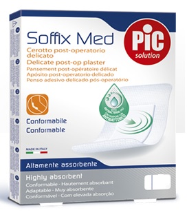 CEROTTO PIC SOFFIX MED IN TNT CON TAMPONE CENTRALE ASSORBENTE STERILE MONOUSO STERILE 25X10 CM ANTIBATTERICO 3 PEZZI - goldeneffe.it