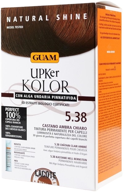 GUAM UPKER KOLOR TINTA CAPELLI 5,38 CASTANO AMBRA CHIARO CON ALGA UNDARIA PINNATIFIDA - goldeneffe.it