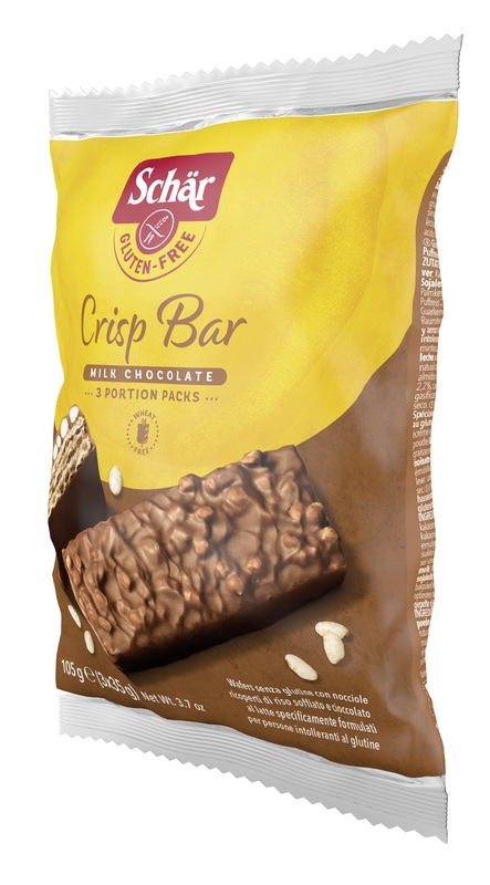 SCHAR CRISP BAR WAFERS CON NOCCIOLE RICOPERTI DI RISO SOFFIATO E CIOCCOLATO AL LATTE 3 PORZIONI DA 35 G - goldeneffe.it