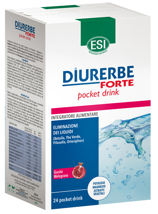 ESI DIURERBE FORTE POCKET DRINK MELOGRANO 24 X 20 ML - goldeneffe.it