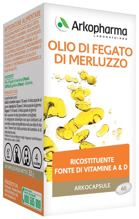 ARKO CAPSULE OLIO FEGATO MERLUZZO 60 CAPSULE - goldeneffe.it