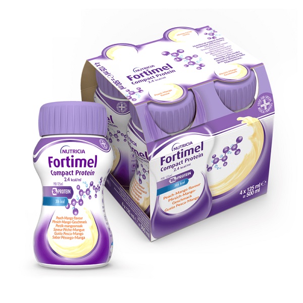 NUTRICIA FORTIMEL COMPACT PROTEIN GUSTO PESCA E MANGO 4 BOTTIGLIE DA 125 ML - goldeneffe.it