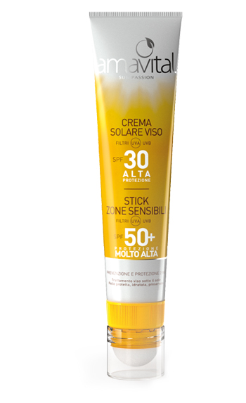 AMAVITAL COMBI CREMA SOLARE SPF30 VISO 40 ML + STICK LABBRA SPF50+ 4 ML - goldeneffe.it