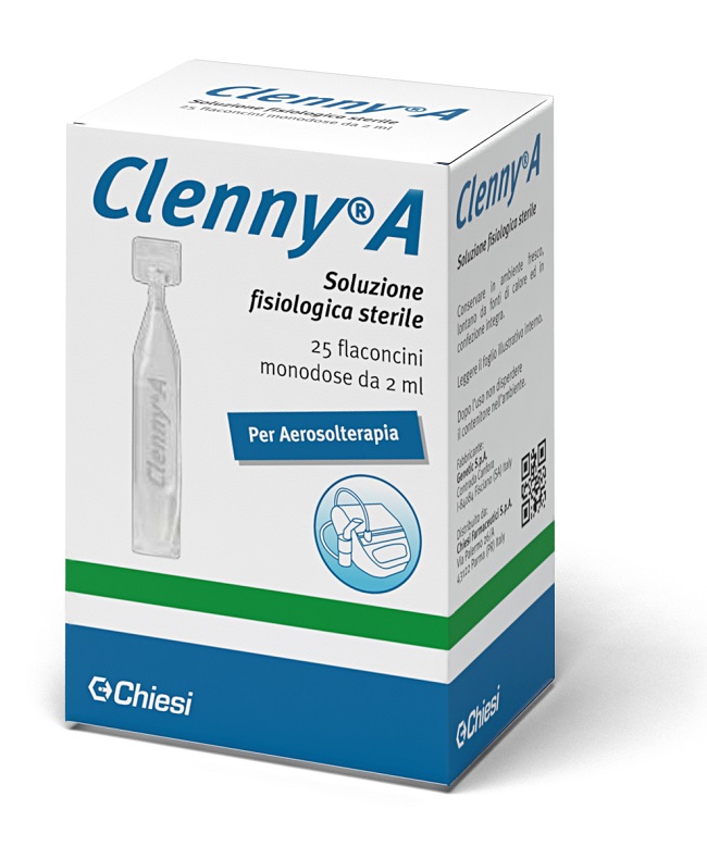 CLENNY A SOLUZIONE FISIOLOGICA STERILE PER AEROSOLTERAPIA 25 FLACONCINI MONODOSE DA 2 ML - goldeneffe.it
