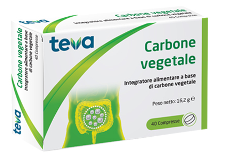 CARBONE VEGETALE TEVA 40 COMPRESSE 16,2 G - goldeneffe.it