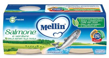 MELLIN OMOGENEIZZATO SALMONE 2 X 80 G - goldeneffe.it
