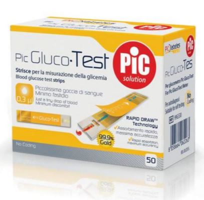STRISCE MISURAZIONE GLICEMIA PIC GLUCOTEST 50 PEZZI - goldeneffe.it