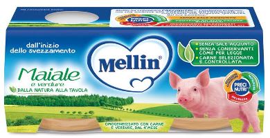 MELLIN OMOGENEIZZATO MAIALE CON VERDURE 2 PEZZI X 80 G - goldeneffe.it