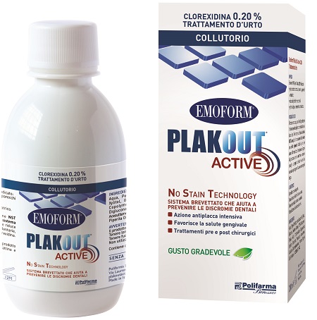 EMOFORM PLAK OUT ACTIVE CLOREXIDINA 0,20% COLLUTORIO 200 ML - goldeneffe.it