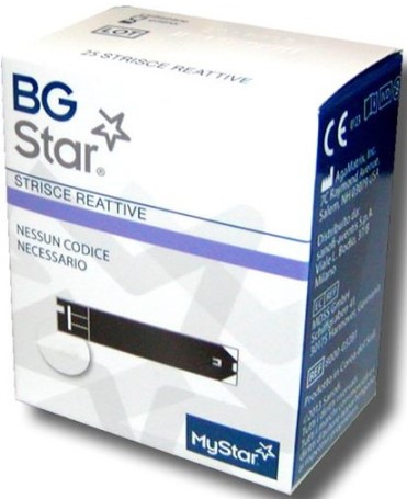 STRISCE REATTIVE MISURAZIONE GLICEMIA BGSTAR MYSTAR 25 PEZZI - goldeneffe.it