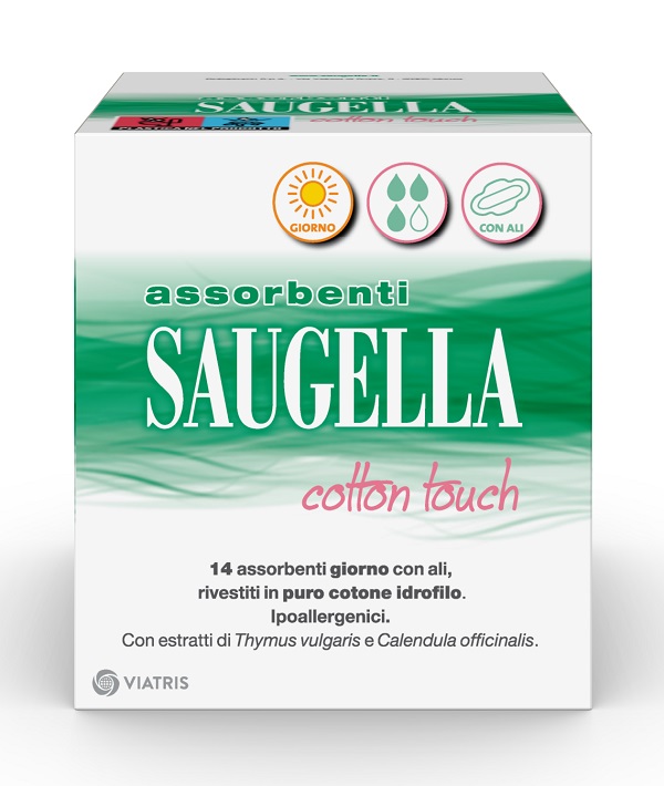SAUGELLA COTTON TOUCH ASSORBENTI GIORNO CON ALI 14 PEZZI - goldeneffe.it