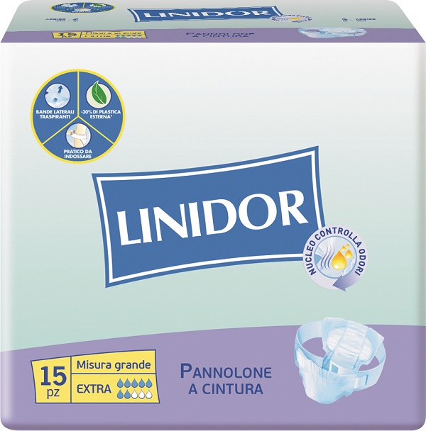 PANNOLONE LINIDOR A CINTURA EXTRA MISURA GRANDE 15 PEZZI - goldeneffe.it