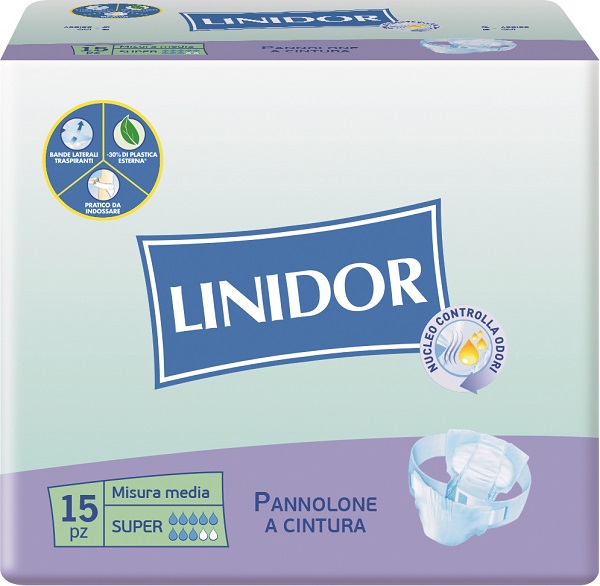 PANNOLONE LINIDOR SUPER PANNOLINO A CINTURA MM 15 PEZZI - goldeneffe.it
