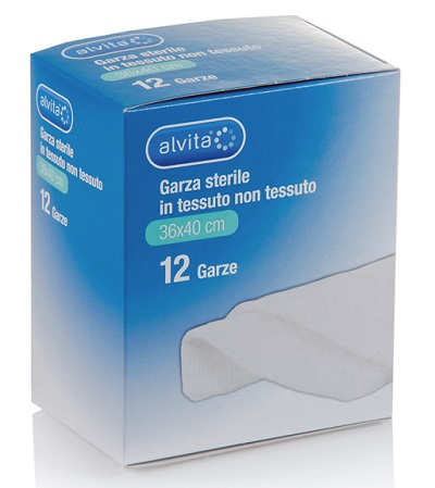 ALVITA GARZA STERILE IN TESSUTO NON TESSUTO 36X40CM 12 PEZZI - goldeneffe.it