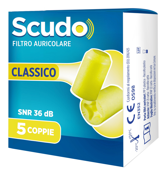 SCUDO FILTRO AURICOLARE CLASSICO SNR 36 DB 7-12MM 5 PAIA - goldeneffe.it