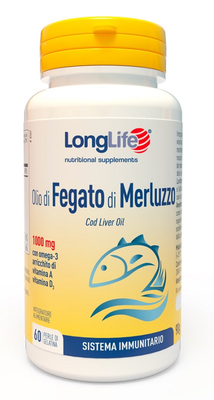 LONGLIFE OLIO FEGATO MERLUZZO 1000 MG 60 PERLE IN GELATINA - goldeneffe.it