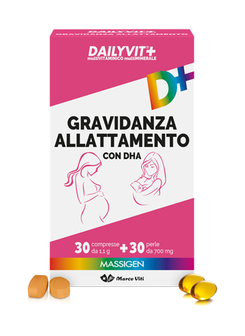 MASSIGEN GRAVIDANZA ALLATTAMENTO CON ACIDO FOLICO MULTIVITAMINICO E MULTIMINERALE 30 COMPRESSE RIVESTITE DA 1,1 G + 30 PERLE DA 700 MG - goldeneffe.it