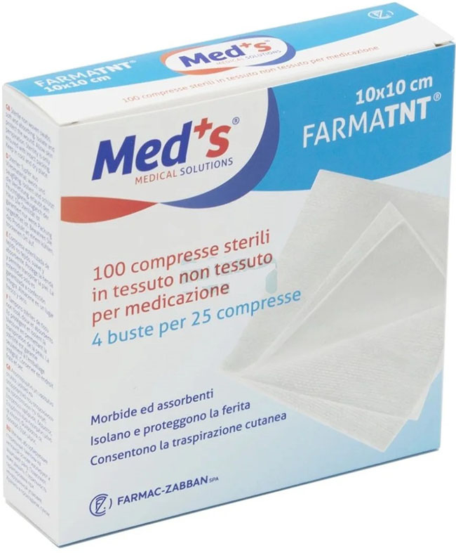 GARZA COMPRESSA MEDS TESSUTO NON TESSUTO 10X10CM 100 PEZZI - goldeneffe.it
