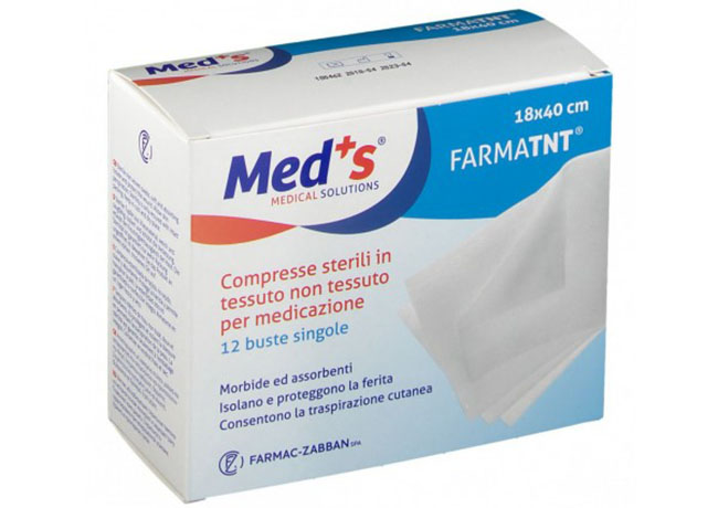 GARZA COMPRESSA MEDS TESSUTO NON TESSUTO 18X40CM 12 PEZZI - goldeneffe.it