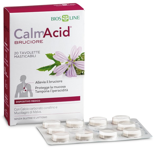 BIOSLINE CALMACID BRUCIORE 20 TAVOLETTE MASTICABILI - goldeneffe.it