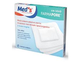 CEROTTO MEDS FARMAPORE STERILE CON TAMPONE DI GARZA CENTRALE E BORDI ADESIVI 6X9 CM 5 PEZZI - goldeneffe.it