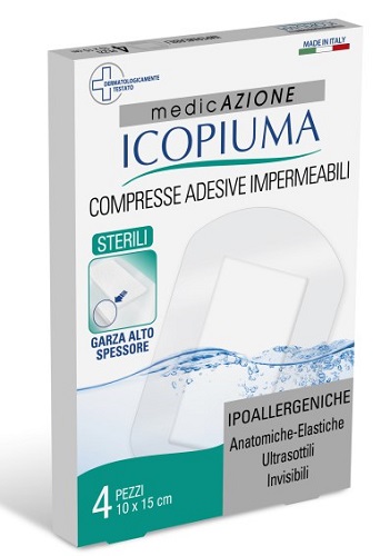ICOPIUMA GARZA COMPRESSA MEDICATA POSTOPERATORIA 10X15 CM 4 PEZZI - goldeneffe.it
