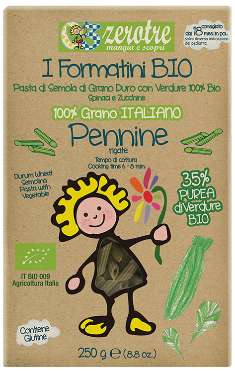 ZERO TRE PENNINE RIGATE PASTA BIOLOGICA CON VERDURE SCATOLA 250 G - goldeneffe.it