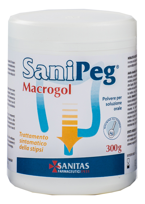 SANIPEG MACROGOL POLVERE PER SOLUZIONE ORALE BARATTOLO 300 G - goldeneffe.it