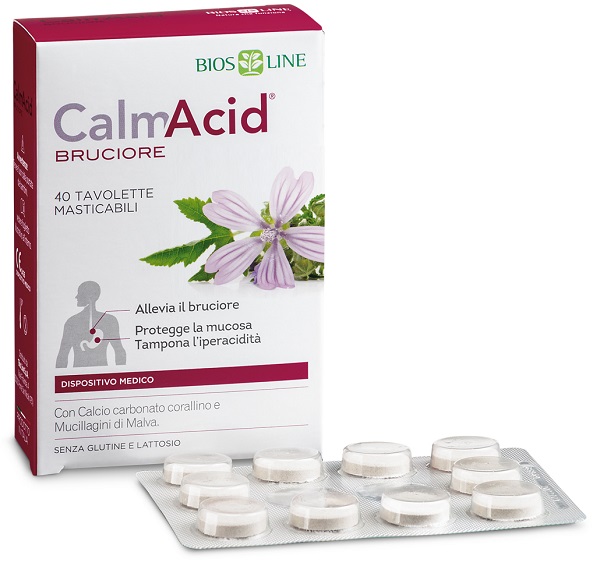 BIOSLINE CALMACID BRUCIORE 40 TAVOLETTE MASTICABILI - goldeneffe.it