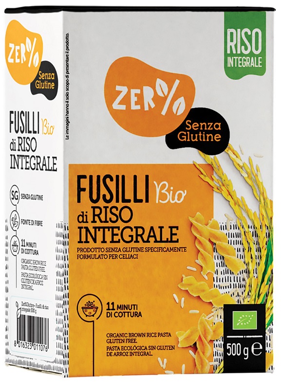 ZERO% GLUTINE FUSILLI DI RISO INTEGRALE SENZA GLUTINE BIO 500 G - goldeneffe.it