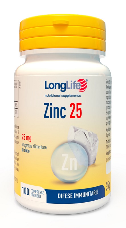 LONGLIFE ZINC 25 MG 100 COMPRESSE DIVISIBILI - goldeneffe.it