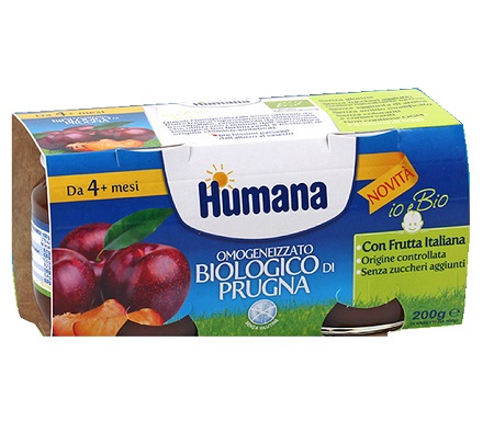 HUMANA OMOGENEIZZATO PRUGNA BIO 2 VASETTI 100 G - goldeneffe.it