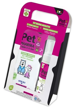 PET IN PHARMA KIT BAGNO ASCIUTTO 12 PANNI + 1 MOUSSE IGIENIZZANTE - goldeneffe.it
