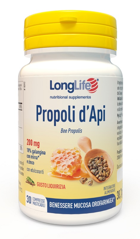 LONGLIFE PROPOLI D'API 30 COMPRESSE MASTICABILI - goldeneffe.it