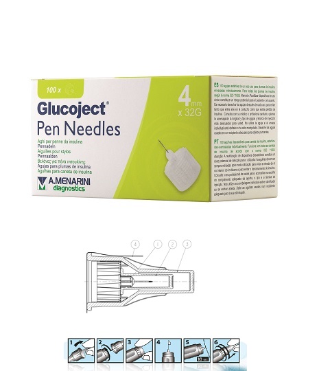 AGO PER PENNA DA INSULINA GLUCOJECT LUNGHEZZA 4 MM GAUGE 32 100 PEZZI - goldeneffe.it