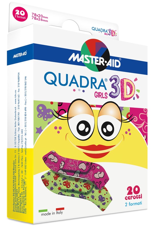 CEROTTO MASTER-AID QUADRA 3D GIRLS 20 PEZZI ASSORTITI - goldeneffe.it