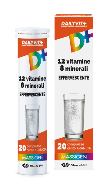 MASSIGEN DAILYVIT 12 VITAMINE 8 MINERALI EFFERVESCENTE 20 COMPRESSE - goldeneffe.it