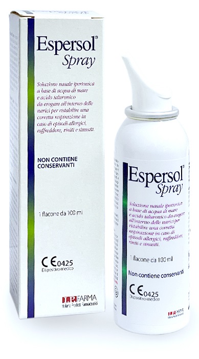 SOLUZIONE NASALE ESPERSOL SPRAY IPERTONICA A BASE DI ACQUA DI MARE E ACIDO IALURONICO 0,02% 100ML - goldeneffe.it