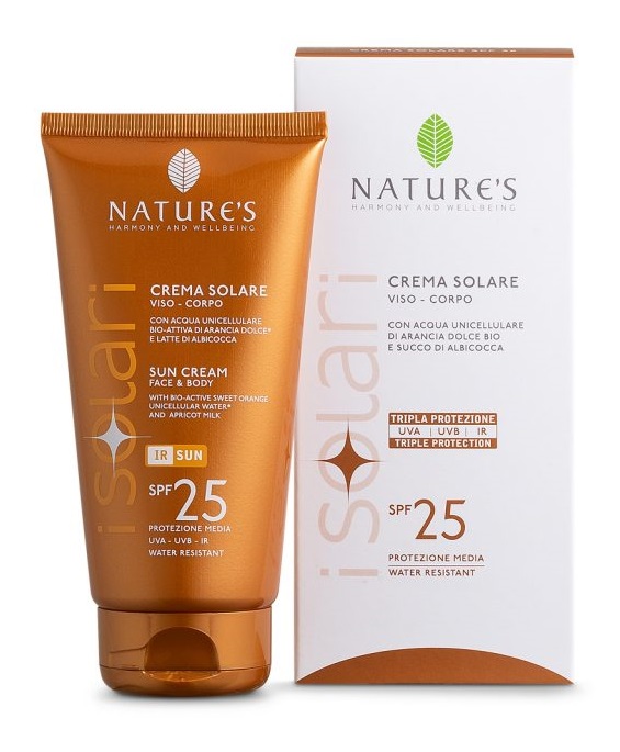 NATURE'S I SOLARI CREMA SOLARE VISO E CORPO SPF 25 IR SUN 150 ML - goldeneffe.it