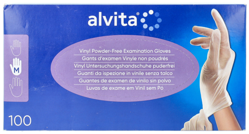 GUANTI DA ISPEZIONE ALVITA IN VINILE SENZA TALCO M 100 PEZZI - goldeneffe.it