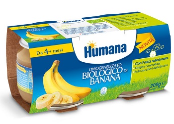 HUMANA OMOGENEIZZATO BANANA BIOLOGICO 2 VASETTI 100 G - goldeneffe.it