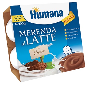 HUMANA MERENDA AL LATTE GUSTO CIOCCOLATO 100 G 4 PEZZI - goldeneffe.it