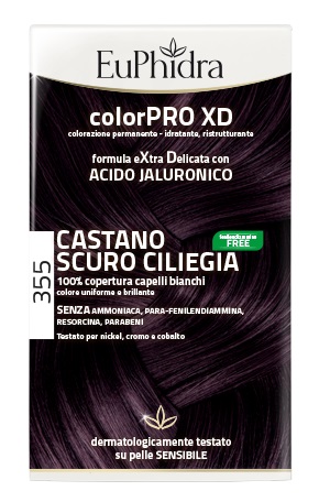 EUPHIDRA COLORPRO XD 355 CASTANO SCURO CILIEGIA GEL COLORANTE CAPELLI IN FLACONE + ATTIVANTE + BALSAMO + GUANTI - goldeneffe.it