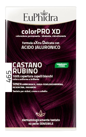 EUPHIDRA COLORPRO XD 465 CAST RUBINO GEL COLORANTE CAPELLI IN FLACONE + ATTIVANTE + BALSAMO + GUANTI - goldeneffe.it