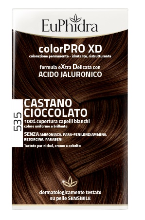 EUPHIDRA COLORPRO XD 535 CASTANO CIOCCOLATO GEL COLORANTE CAPELLI IN FLACONE + ATTIVANTE + BALSAMO + GUANTI - goldeneffe.it